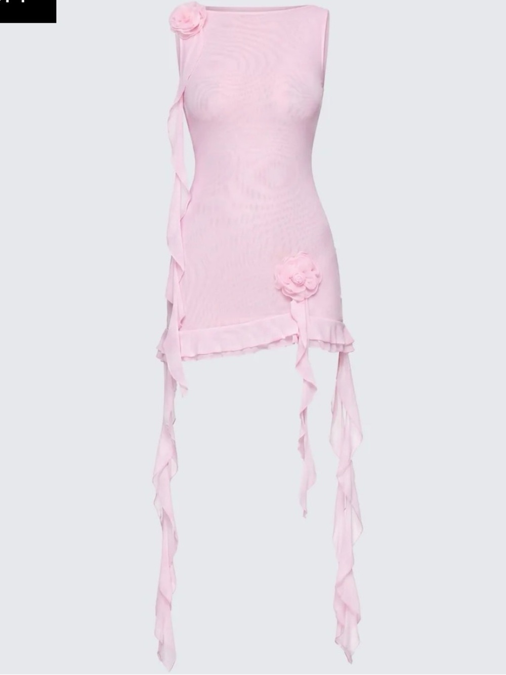 Finesse Pale Pink Asymmetrical Floral Mini Dress
